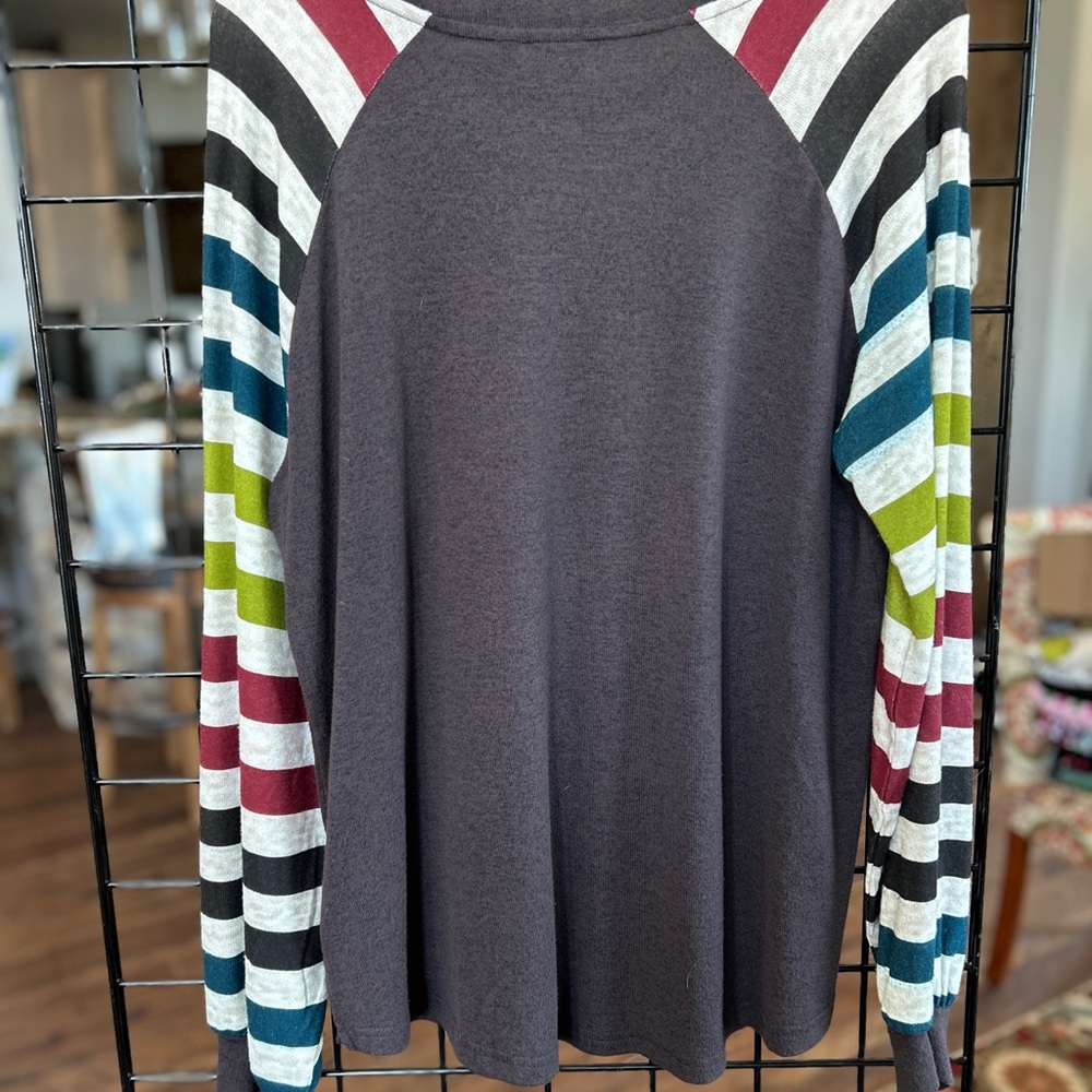Women’s Cruel Denim Striped Long Sleeve Top, Large.